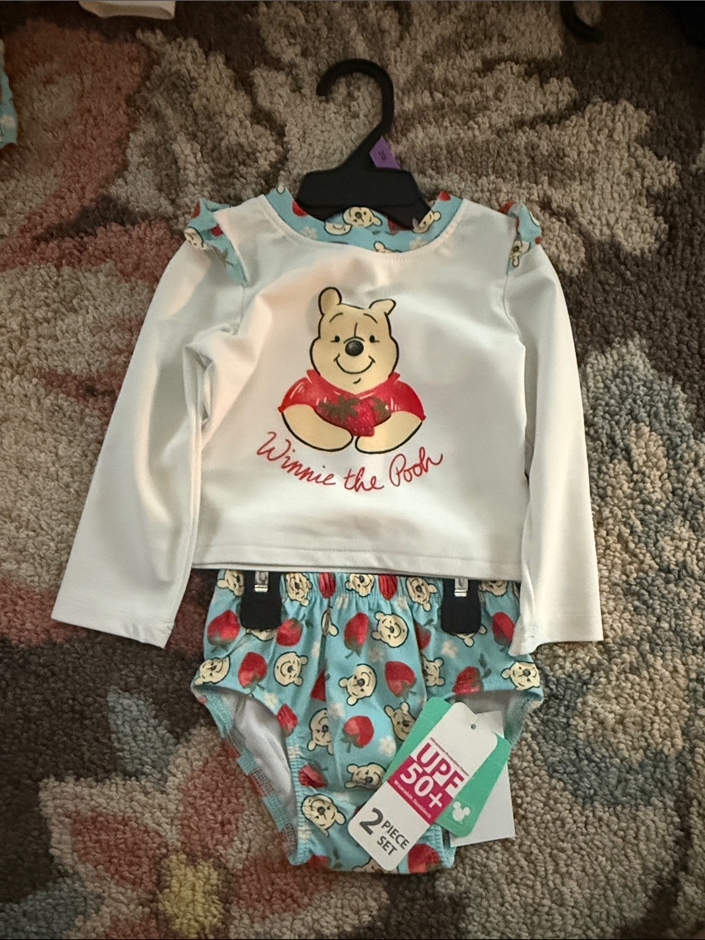 Disney White & Light Blue Winnie the Pooh two piece Swim Set